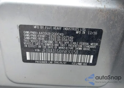 2017 Subaru Wrx Premium from USA, damaged, VIN JF1VA1E64H9830158